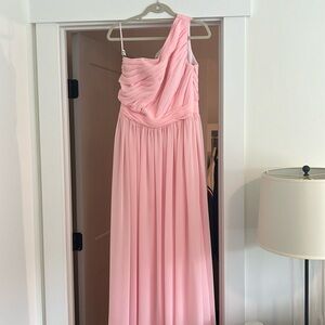 Pink one shoulder bridesmaid or formal dress. Size 10